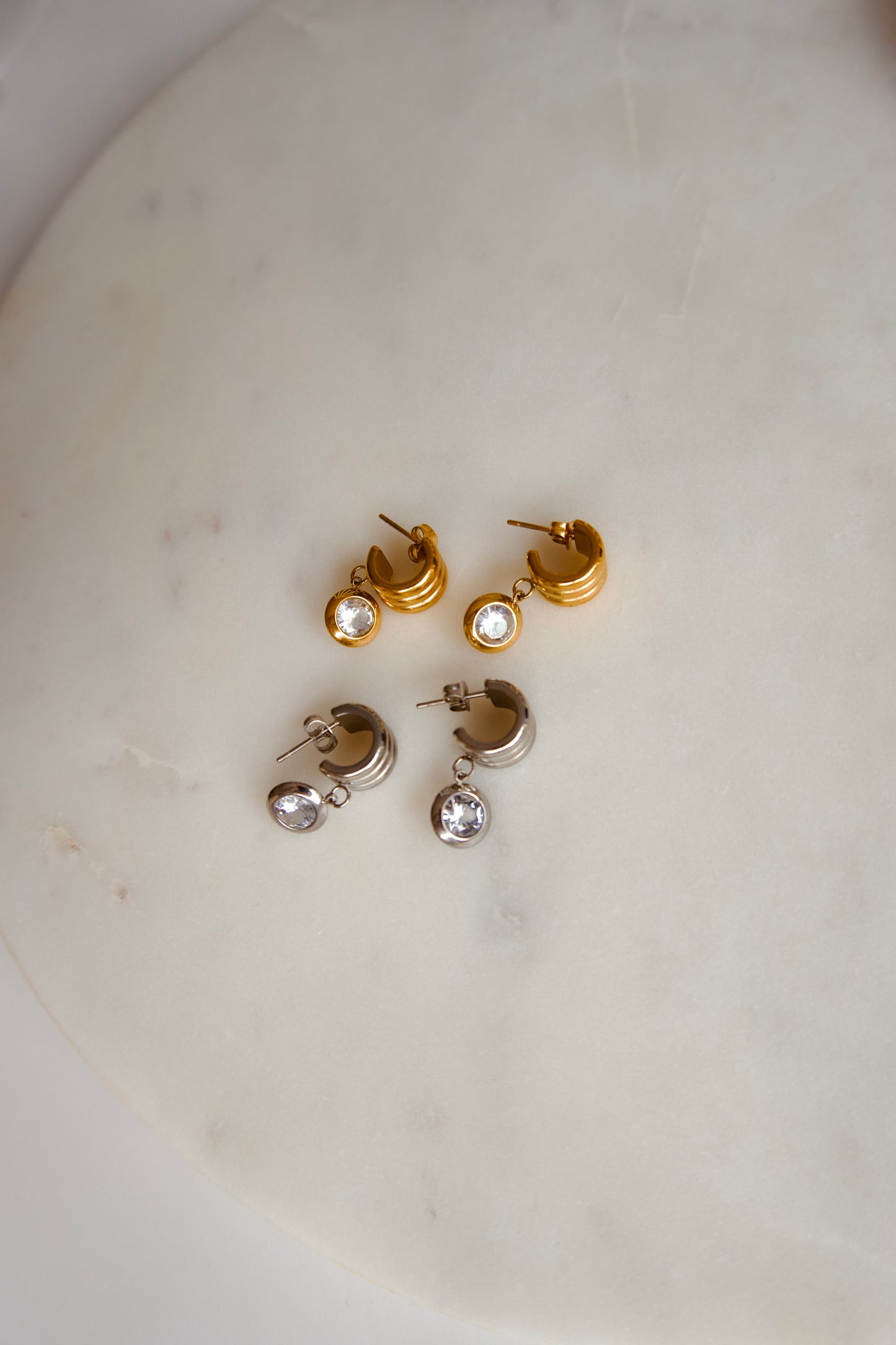 Crystal Drop Hoops